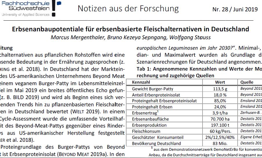 The potential for growing peas in Germany if more pea based meat alternatives are consumed