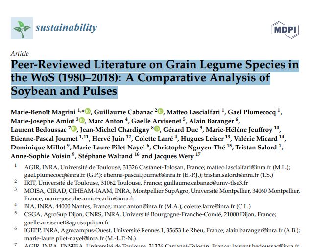 Peer-Reviewed Literature on Grain Legume Species