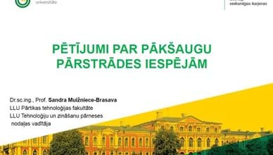 Pulse studies, recycling options  : pētījumi par pākšaugu pārstrādes iespējām