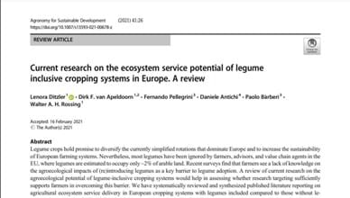Current research on the ecosystem service potential of legume inclusive cropping systems in Europe