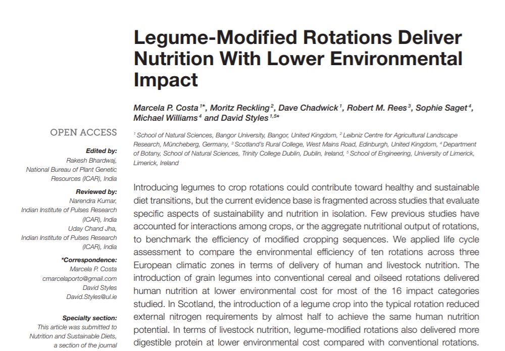 Legume-Modified Rotations Deliver Nutrition With Lower Environmental Impact