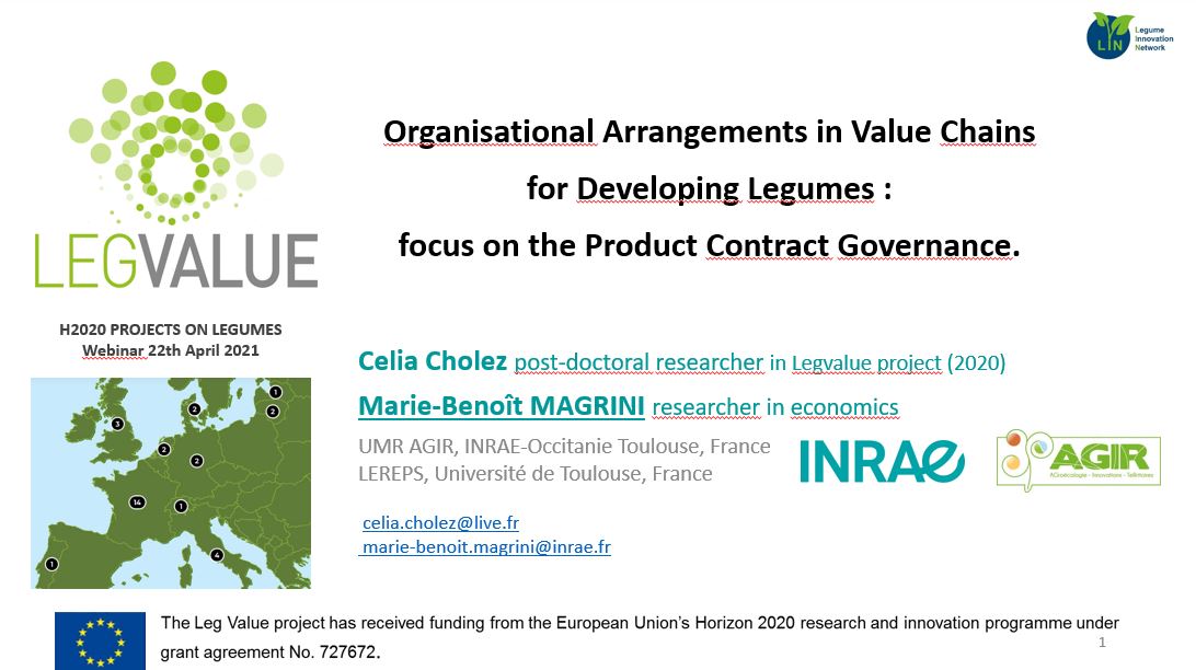 "Organisational Arrangements in Value Chains for Developing Legumes focus on the Product Contract  Governance".