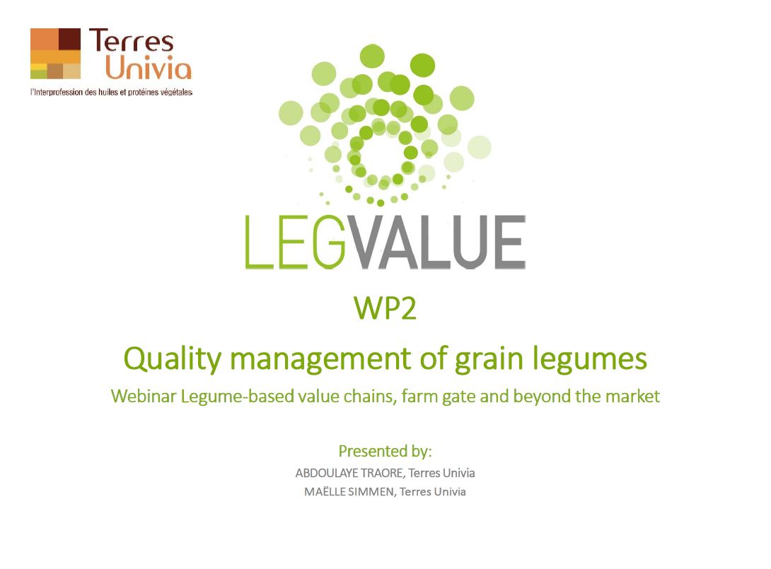 Quality management of grain legumes
