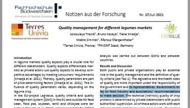 Quality management for different legumes markets