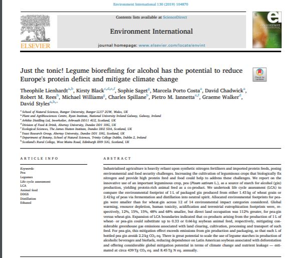 Legume biorefining for alcohol has the potential to reduce Europe's protein deficit and mitigate climate change