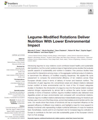 Legume-Modified Rotations Deliver Nutrition With Lower Environmental Impact